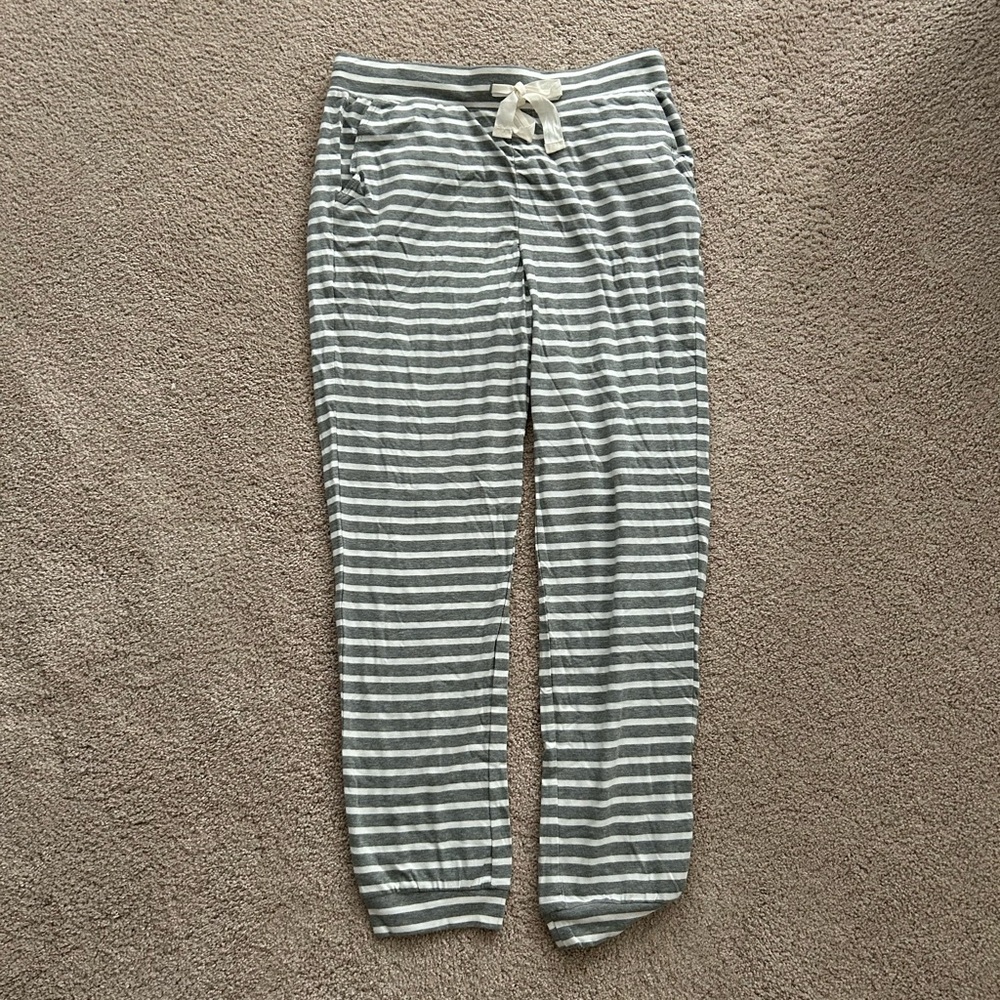 NWT J. Crew Dreamy Pajama Jogger Pants Gray Stripes XXS